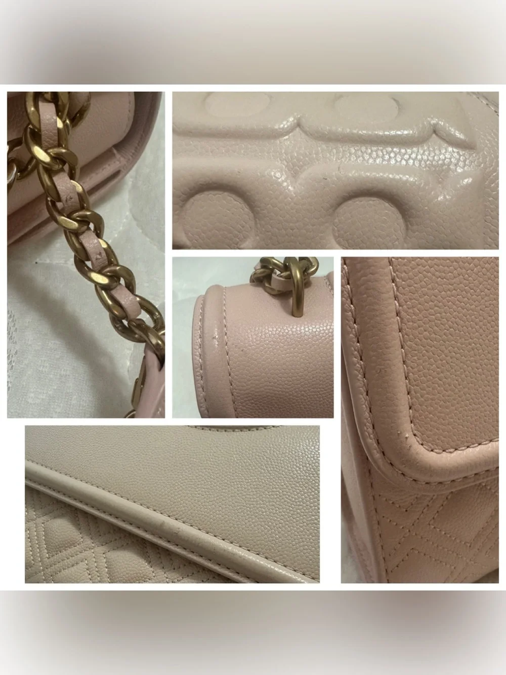 TORY BURCH Blush Fleming Soft Grain Small Convertible Shoulder Bag